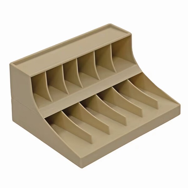 Controltek Coin Wrapper and Bill Strap 2-Tier Rack, 11 Compartments, 9.38 x 8.13 4.63, Metal, Pebble Beige 500013 - main